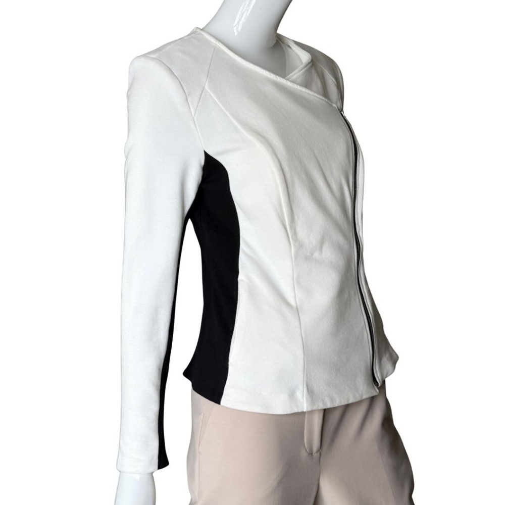 INC International Concepts Black & White Cotton Moto Jacket Size Small NWT - Picture 3 of 9